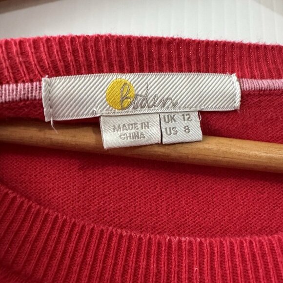 Boden Bernadette Wool Cotton Ruffle Neck Sleeves Red Sweater Size 8 - Picture 5 of 15